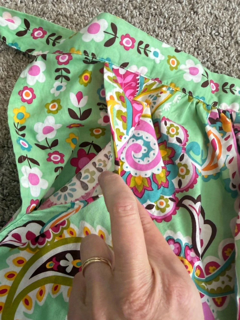 Vera Bradley Green Pink Daisy Tutti Frutti Paisley Waist Apron Retro Cottage